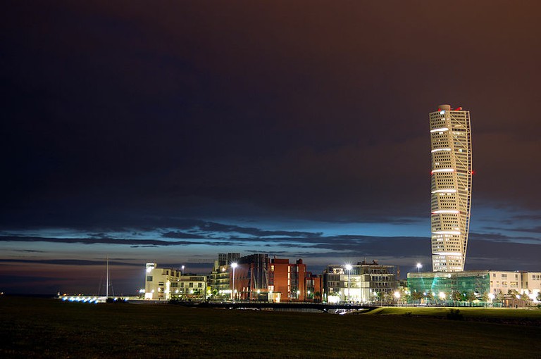 Malmö skyline with Turning Torso by nightPhoto by bjaglin from Lund, Sweden 