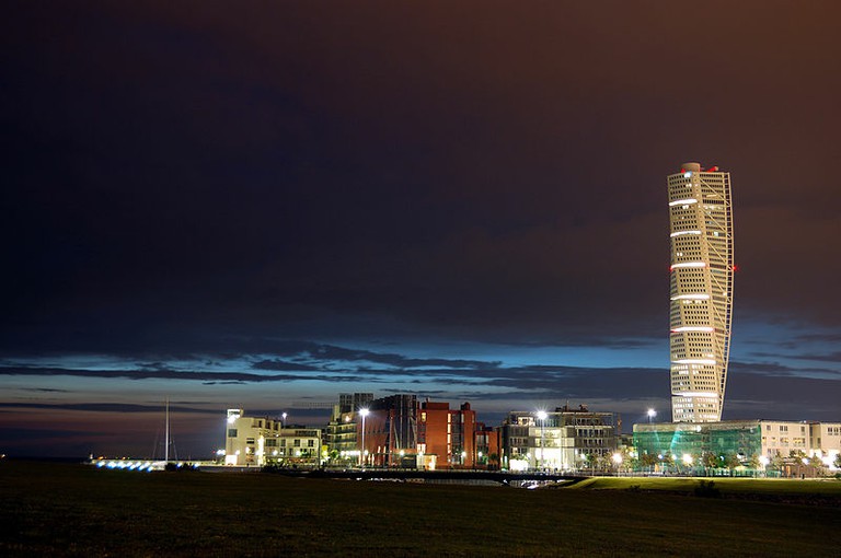 Malmö skyline with Turning Torso by nightPhoto by bjaglin from Lund, Sweden